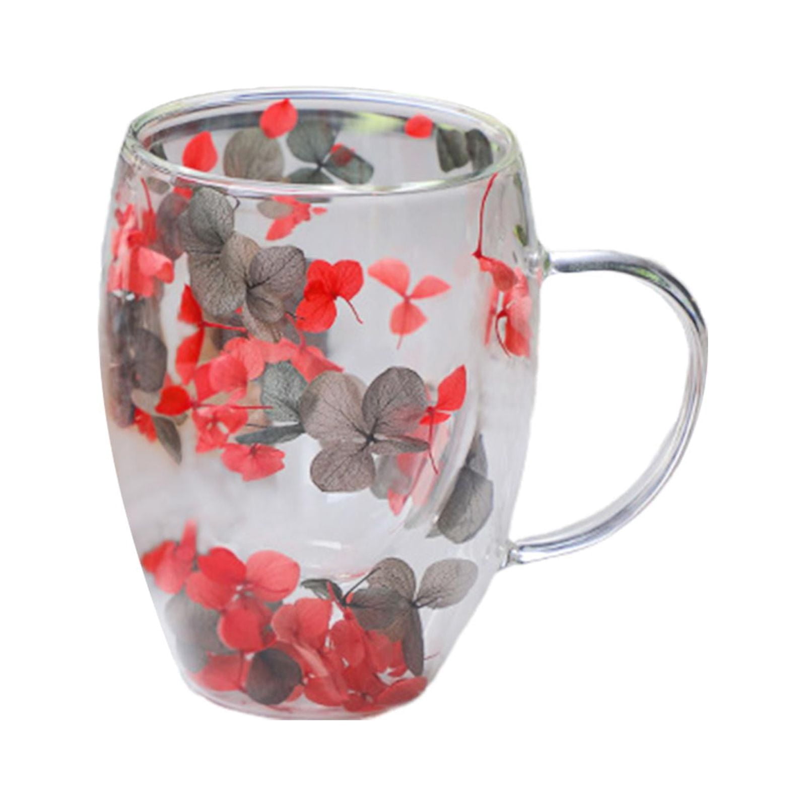 Double Walled Glass Cup Cappuccino Cups with Handle Heat Resistant Insulated Clear Glass Mug Tea Mug Espresso Cups for Tea Beverage Style A
