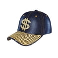 thumbnail image 2 of GIJNRIUIUA Baseball Caps Men Under $5 Sales Rhinestone Denim Baseball Cap for Men Women Gold Crystal Bling Washed Jean Curved Brim Adjustable Strap Back Hip Hop Streetwear Sparkly Fashion Sun Hat, 2 of 3