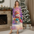 thumbnail image 4 of SEANATIVE Women's Christmas Sleep Dress Nightgown Button Front Sleepshirt Long Sleeve Pajama Dress Comfort Bedroom Lounge Housecoat Nightshirt, 3XL, Snowman Violet Galaxy Pattern, 4 of 7