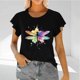 thumbnail image 2 of Mujeres Manga Corta Tops Moda Imprimir Blusa Divertida, Cuello Redondo Poliéster Spandex Tee, 2 of 6