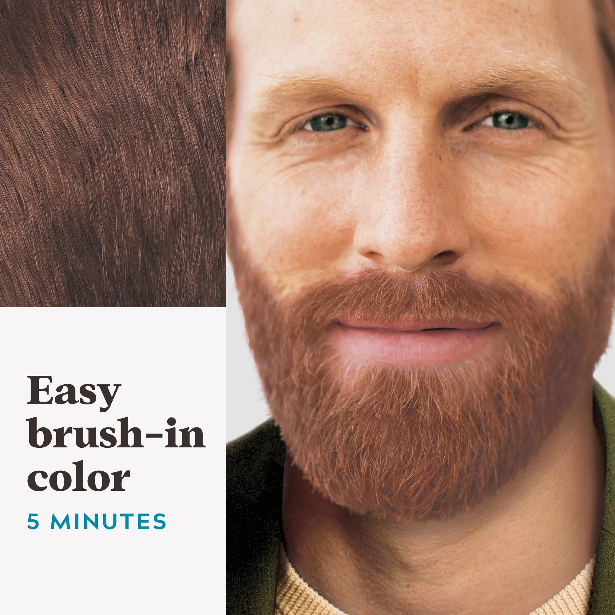 Just For Men Mustache & Beard, Beard Dye for Men with Brush Included for Easy Application, With Keratin Biotin Aloe and Coconut Oil for Healthy Facial Hair - Light Red Brown, M-27, Pack of 3