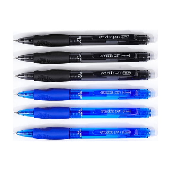 YingYouFu 3Black 3Blue Erasable Pen Boxed, Retractable Fine Point Black and Blue Ink Rub Out Pen, Writhing Comfortable to Use for Taking Marking Planner