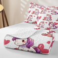 thumbnail image 4 of Metsweet Cute Unicorn Quilt King, Love Heart Print King Coverlet Set, Pink White, 4 of 7