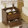 thumbnail image 5 of Nightstand with 2 Drawers, Modern End Table for Bedroom, Bedside Table with Cut-Out Handle, Large Night Stand for Home Office, Walnut, 5 of 8