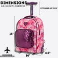 thumbnail image 7 of J World Girls Sparkle 15" Kids Rolling Backpack For School And Travel, Purple Galaxy, 7 of 7