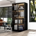 thumbnail image 2 of Oxylife 4 Tier Glass Display Cabinet with LED Lights,Black, 2 of 8