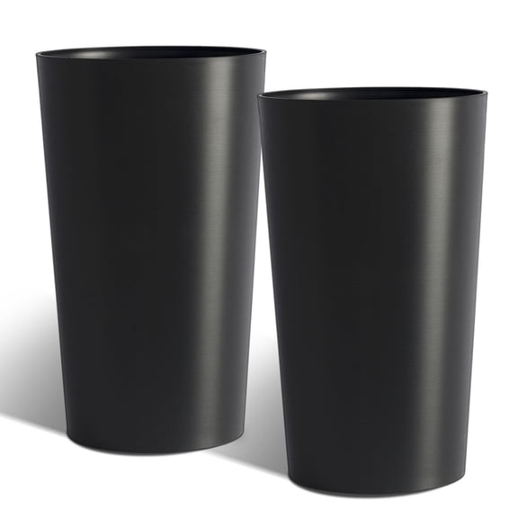 S-HOME 21.7 Inch Matte Finish Tall Tapered Planter Box Set of 2 for Indoor Outdoor Gardens and Decor, Black
