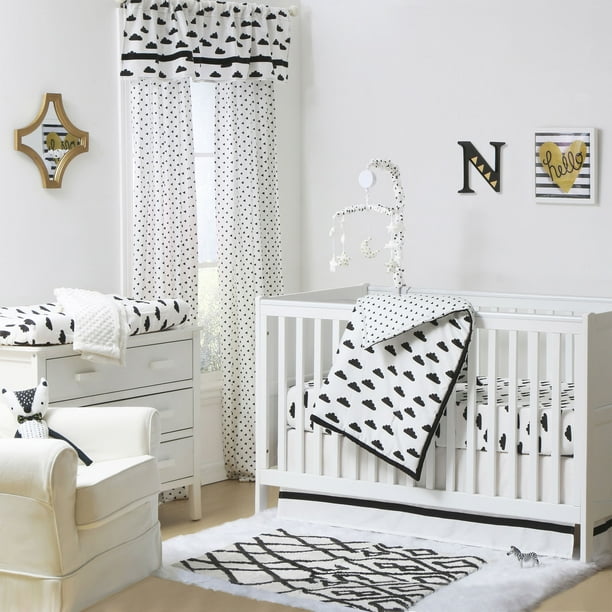 The Peanut Shell 3 Piece Baby Crib Bedding Set Black And White