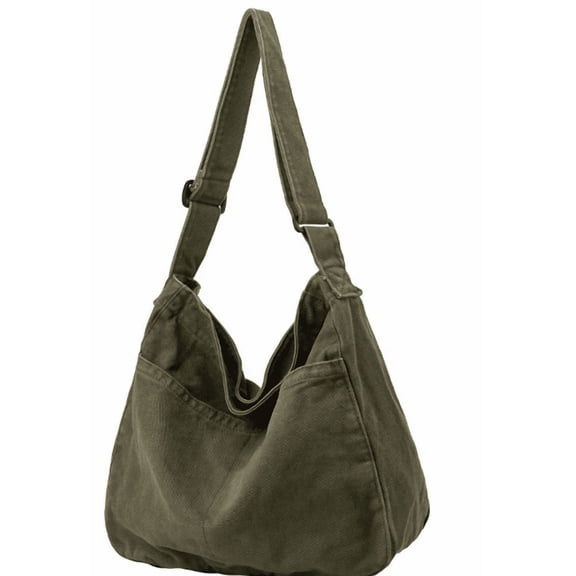 Durable Canvas Tote Bag Eco-Friendly Reusable Shoulder Bag for Shopping Travel Daily Use(Green)