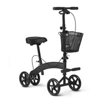Medline Manual Seated Scooter with Footrest and Basket, Supports up to 300 lbs., Black