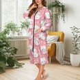 thumbnail image 5 of Yuyamidu Cute Cat Zipper Bathrobe for Women Lightweight Long Sleeve Robes Nightgowns Pink Mid-Calf Length Bathrobes Cat Paw Zipper Front Housecoat Size M Spa Robes, 5 of 7
