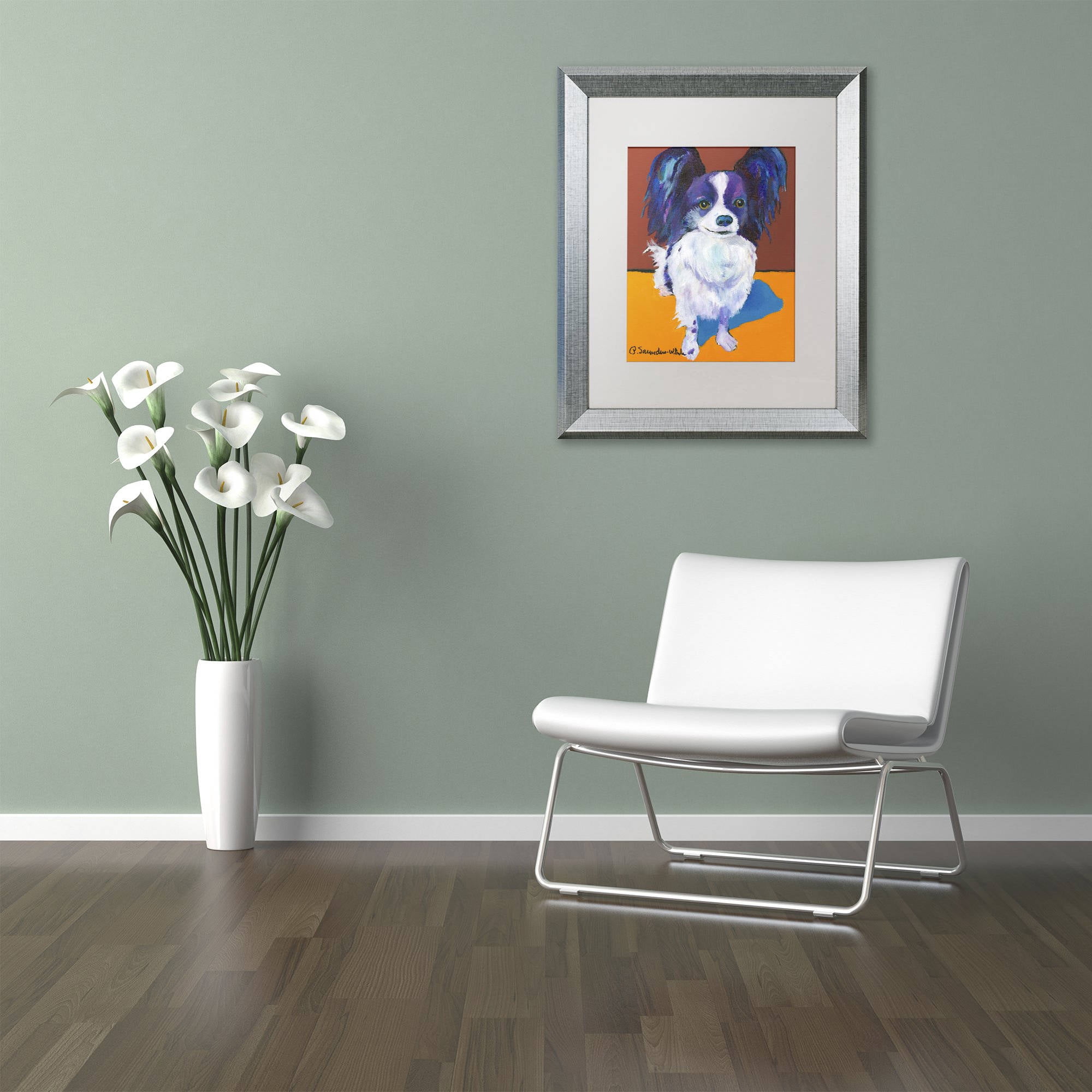 Trademark Fine Art "Nik" Canvas Art by Pat Saunders-White, White Matte, Silver Frame
