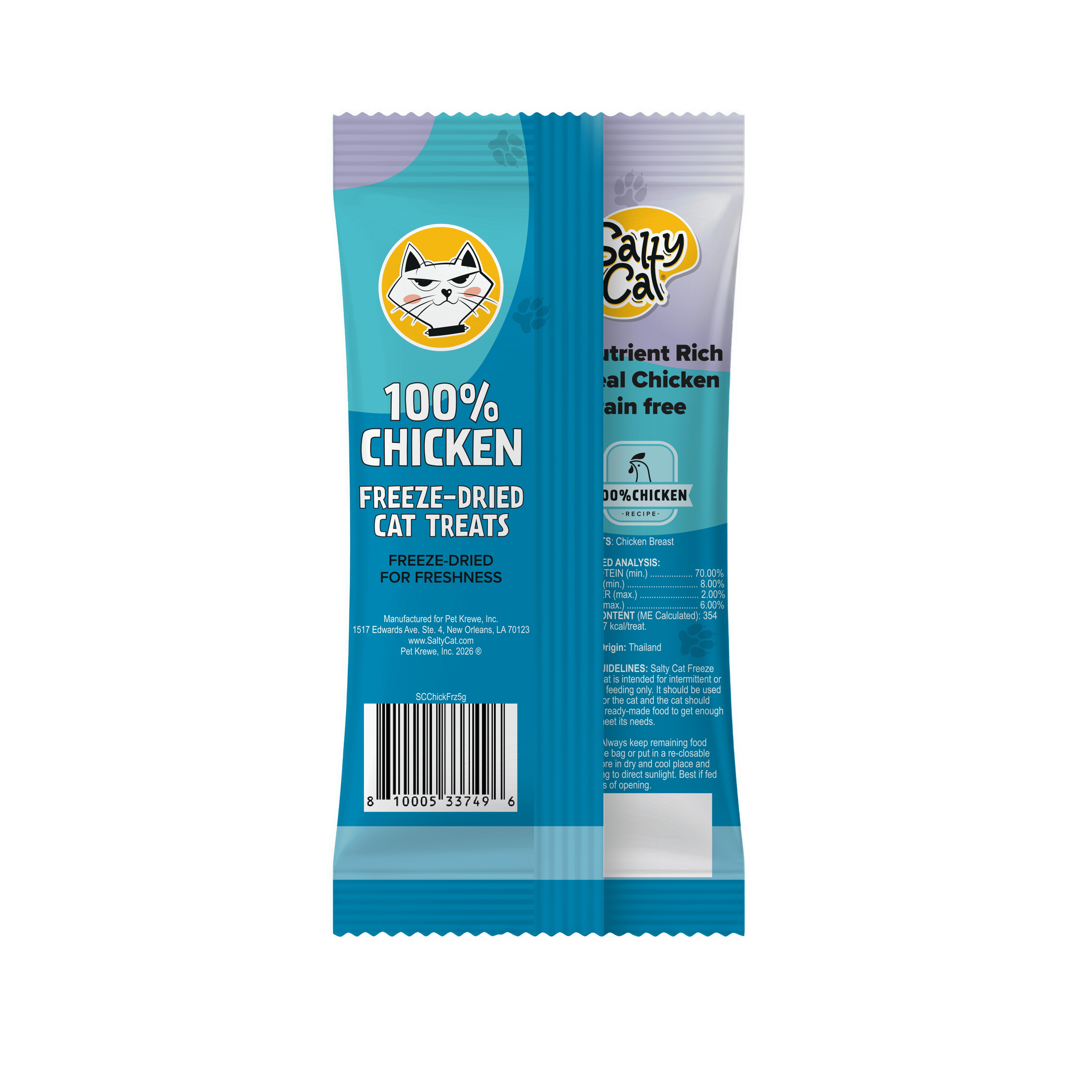 (24 pack) Salty Cat Freeze-Dried Chicken Cat Treats, 5g Bag