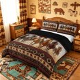 thumbnail image 2 of meiyoeat Vintage Cowboy Horse Aztec Print Bedding For Boys,Rustic Western Pattern Duvet Cover Full,Reversible,3 Pieces,1 Duvet Cover and 2 Pillowcases, 2 of 6