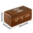 thumbnail image 2 of Xihbxyly Reloj Despertador Digital de Madera, con Control de Sonido, Carga Inalámbrica, Pantalla Led, Indicador de Temperatura, Alimentación Por Usb, Elegante Reloj de Escritorio, Ideal para Dormitor, 2 of 2