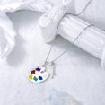 thumbnail image 3 of Artist Paint Palette and Brush Necklace 925 Sterling Silver Colorful Painter Pendant Necklace Painting Jewelry Gifts for Women Art Teacher, 3 of 6