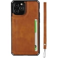 thumbnail image 5 of Wallet Case with Card Holder for iPhone 12 and iPhone 12 Pro,Luxury PU Leather Kickstand Card Slots,Double Magnetic Clasp and Flip Wrist Strap Multi-Function Case for iPhone 12/12 Pro 6.1,Khaki, 5 of 7
