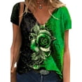 thumbnail image 1 of JustVH Women's Printed Short Sleeve T-shirt Casual V-Neck Loose Fit Tops, 1 of 3