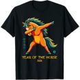 thumbnail image 1 of T-Shirt Cheval Dabbing Lunaire Nouvel An Chinois du Cheval 2026, 1 of 4