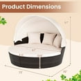 thumbnail image 3 of Costway Patio Round Daybed PE Rattan Cushioned Sectional Seating with Retractable Canopy, 3 of 10