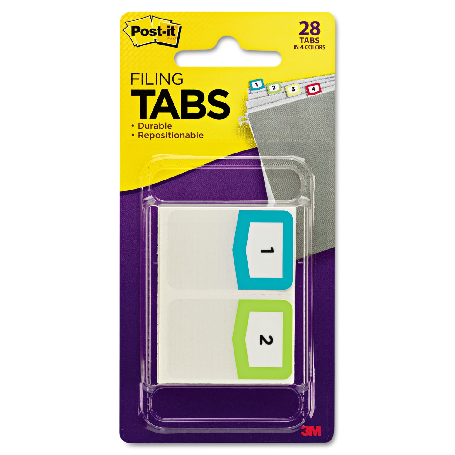 Postit Tabs Preprinted File Tabs, 1 3/4 x 1 1/2, Numbers 112, 28/Pack