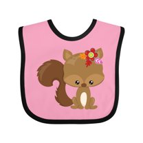 Inktastic Spring Animals, Cute Squirrel, Colorful Flowers Boys or Girls Baby Bib