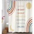 thumbnail image 2 of Rainbow Shower Curtain for Kids, Inspirational Quotes Shower Curtain Set for Bathroom, Abstract Boho Positive Teen Fabric Shower Curtain Restroom Bathtub Decor Accessories with Hooks 72X 84 inch, 2 of 6
