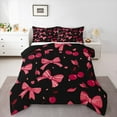 thumbnail image 3 of Homewish Kids Princess Bow-tie Bedding Comforter Set for Teens, Kawaii Cherry Twin Comforter Sets, Black Red Cartoon Theme Reversible Bedding Set, Super Cozy Room Decor, 2-Piece, 3 of 8