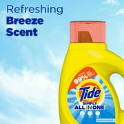 Tide Simply Liquid Laundry Detergent, Refreshing Breeze, 24 Loads, 32 fl oz - 4 Pack