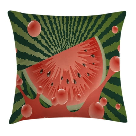 Coral Olive Green Summer Throw Pillow Cushion Cover, Beach Fruit Vegetarian Garden Health Life Hot Season Image, Decorative Square Accent Pillow Case, 18 X 18 Inches, Olive Green Dark Coral Hunter Green, by Ambesonne ()