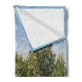 thumbnail image 2 of Tree Soft Flannel Fleece Throw Blanket, Rural Landscape During Summer Season, Cozy Plush for Indoor and Outdoor Use, 60" x 80", Olive Green Sky Blue, by Ambesonne, 2 of 5