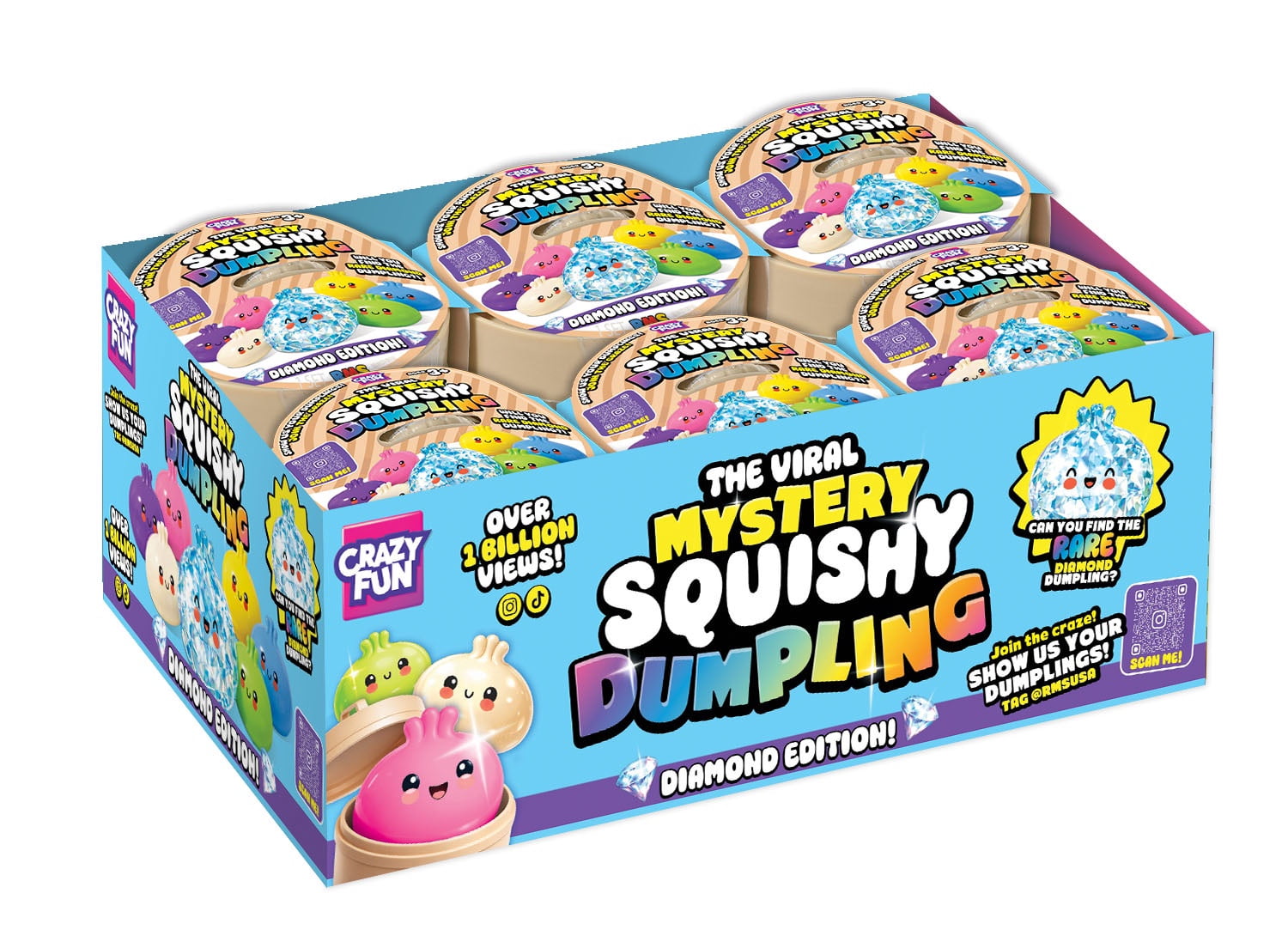 Squishy Diamond Dumpling Surprise Mystery Toy by RMS, Stress Relief Squeeze Toy for Kids