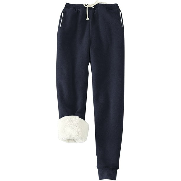Pantalones deportivos Prolriy para mujer, con forro cálido, deportivos, de cintura alta, con forro polar, largos y gruesos para exteriores, de invierno, azul oscuro, XXXXXXL
