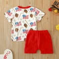 thumbnail image 4 of Baby Boy Clothes 12-18 Months Toddler Baby Boy Summer Outfit Short Sleeve T Shirt Top Casual Shorts Set Clothes 6 12 18 24 Month 2T,Red, 4 of 7