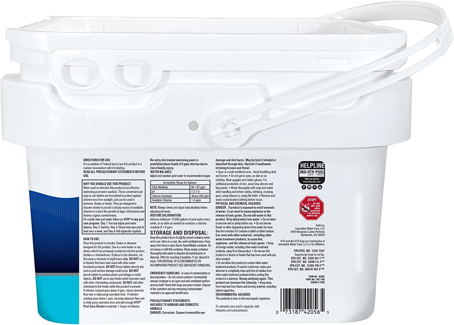 HTH Ultra Chlorine Tablets Swimming Pool Sanitizer - 3" Tablets - 8 lbs