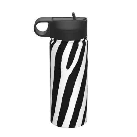 

Fuzoiu Zebra Print 18oz Insulated Sports Kettle Outdoor Sport Gym Stainless Steel Water Bottle With Straw Lid