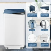 Giantex Full-Automatic Washing Machine, 7.7lbs Capacity Washer and Spinner Combo w/Built-in Barrel Light, Drain Pump & Long Hose, Compact Laundry Washer for Small Spac/RV/Dorm (Blue)