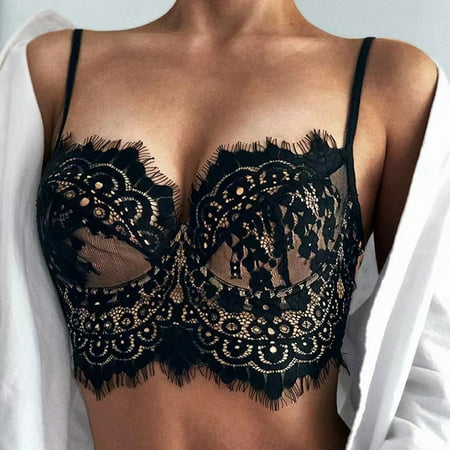 

NECHOLOGY Women s Big Backless Ultra Thin Lace Steel Ring Underwear Eyelashes Bra plus Size Lingerie for Women 5x Underwear Black Large