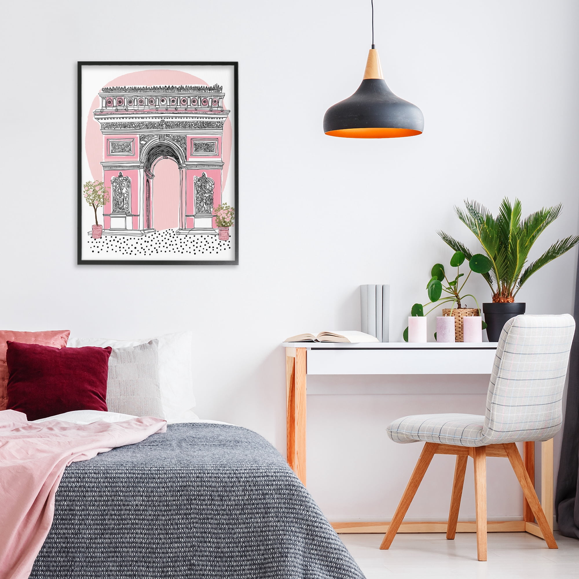 Stupell Industries Pink Neoclassical Archway Black Framed Giclee Art, design by Jess Stempel