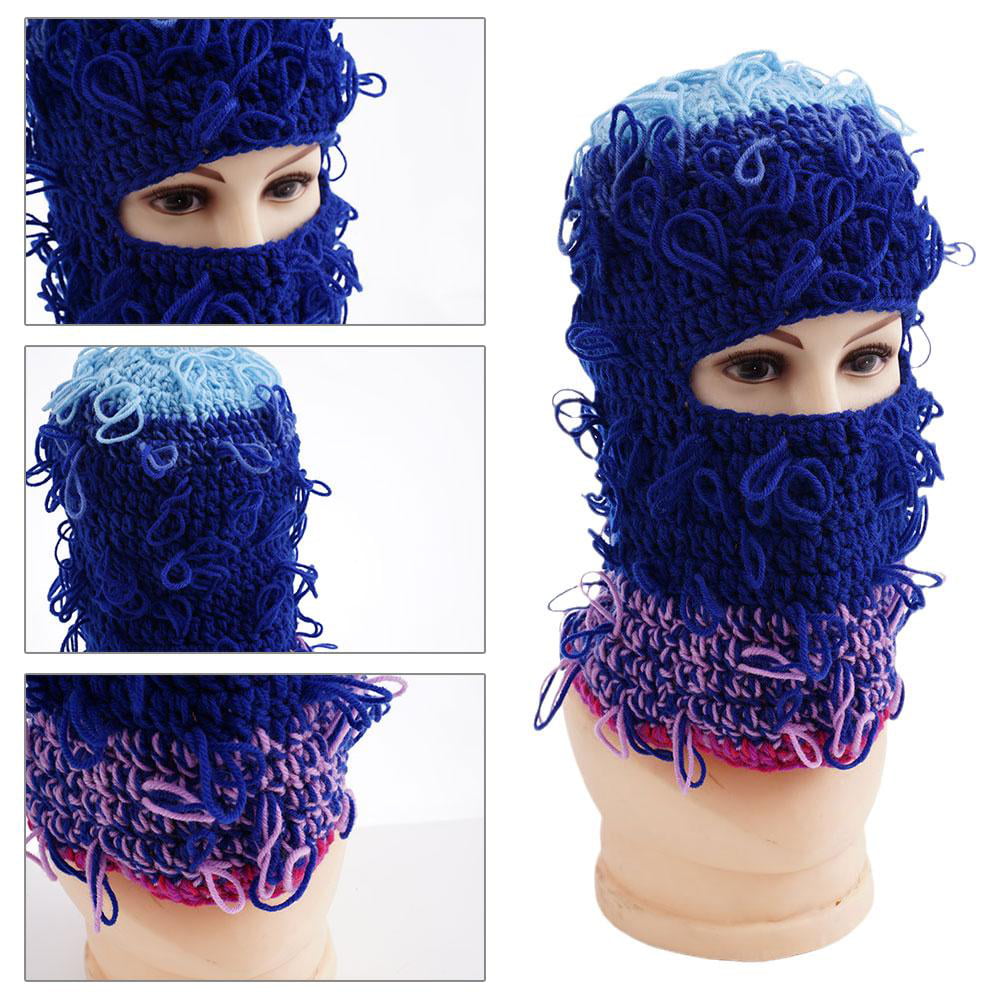 Knitted Men Distressed Hip-Hop Style Winter Balaclava Women Beanie Full Ski Face Mask for G8Y9 Neck Warmer Cap Windproof