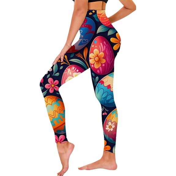 Shadoumai Easter High Waist Yoga Pants with Pockets, Tummy Control Workout Running Yoga Leggings for Women Plus Size XS-3XL