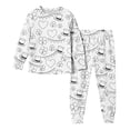 thumbnail image 2 of Conjuntos de blusas y camisas de cuello redondo y manga larga para niños, conjunto de pantalón y camiseta para colorear con grafiti a mano, divertido conjunto de 2 piezas para niños y niñas., 2 of 8