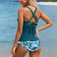 thumbnail image 6 of FINALGANG Womens Two Piece Swimsuit Set Sleeveless Deep V Neck Fashion Hollow Out Print Bathing Suit Top Stretchy Triangle Bottoms For Beach Pool Party Fashionable Swimwear, 6 of 6