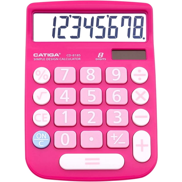Calculadora Oficina y Hogar CATIGA CD-8185 - LCD 8 dígitos - Uso en escritorio y movimiento (Rosa)