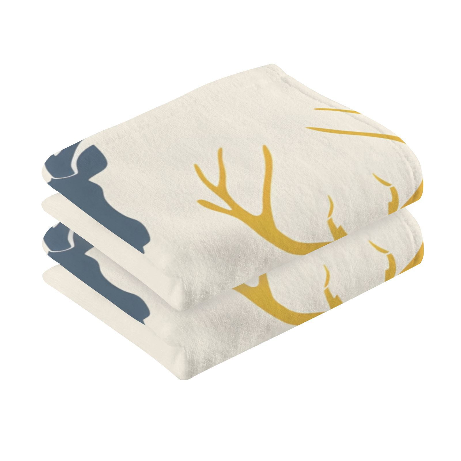 Print Antlers Deer Head Hand Towel Bath Towels Face Towels Cotton Absorbent for Home Hotel Spa Swimming Yoga Sports Decorative Towel Set of 2
