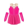 thumbnail image 5 of ranrann Ice Figure Skating Dress for Girls Rhinestone Mesh Chiffon Ballet Dance Leotard Dress Outfits Hot Pink 8, 5 of 7