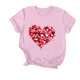 thumbnail image 4 of Camiseta de Manga Corta de Cuello Redondo Impresa para las Mujeres Día de San Valentín, Mezcla Ligera de Poliéster para Primavera Verano Otoño, 4 of 7