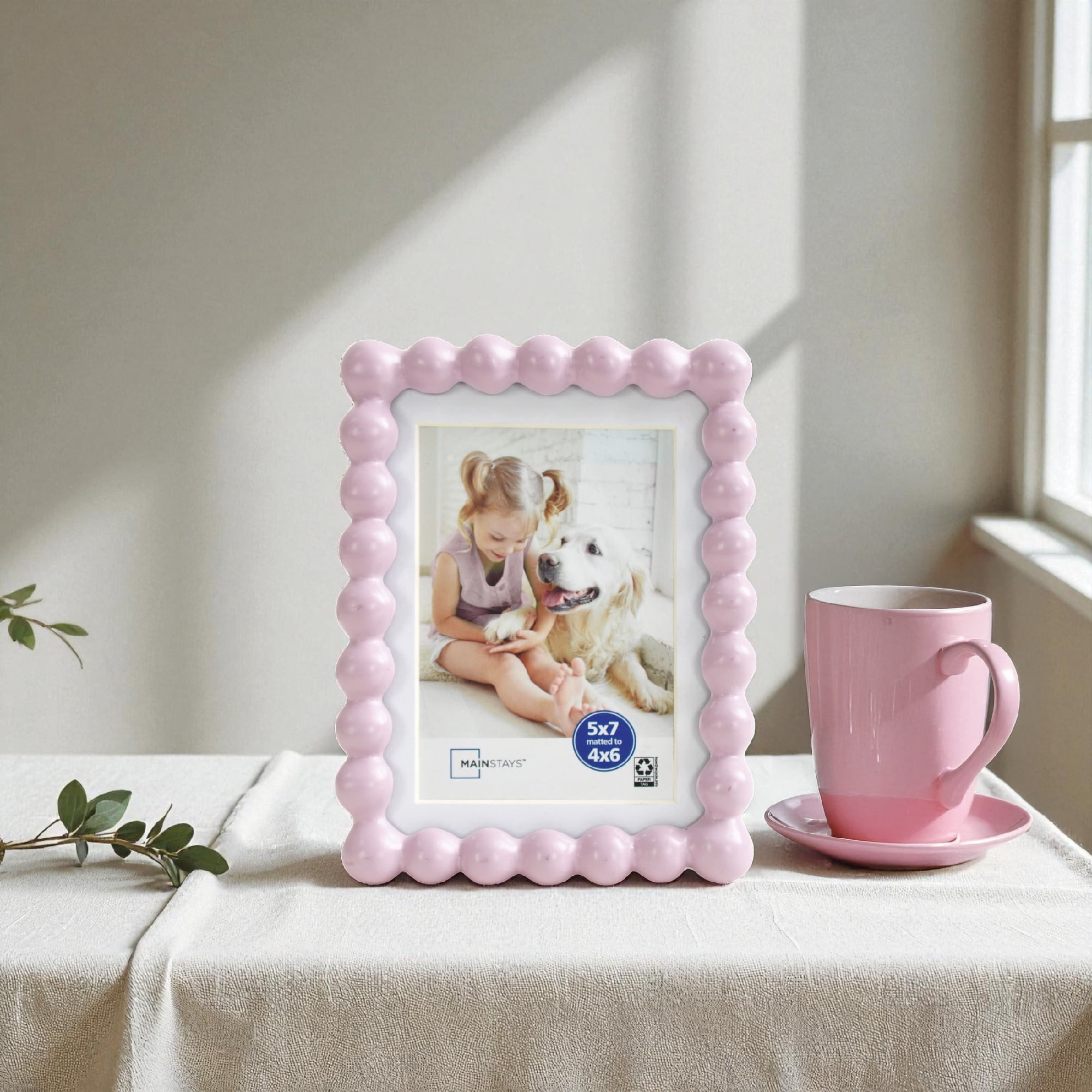 Mainstays Hazy Purple Bubble Beaded Picture Frame, 5 x 7, Matted to 4 x 6