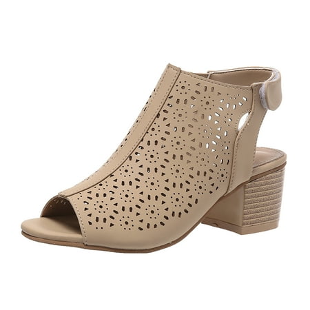 

Quealent Adult Women Sandal Different Color Sandals for Women Women Summer Solid Hook Loop Casual Hollow Out Open Toe Wide Sandals for Women Comfort Khaki 38