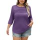 thumbnail image 2 of Top marrón,Blusa informal con capucha para mujer, manga 3/4, cuello redondo, poliéster y elastano, suave y cómoda para uso diario y en casa, sopatenor, 2 of 9